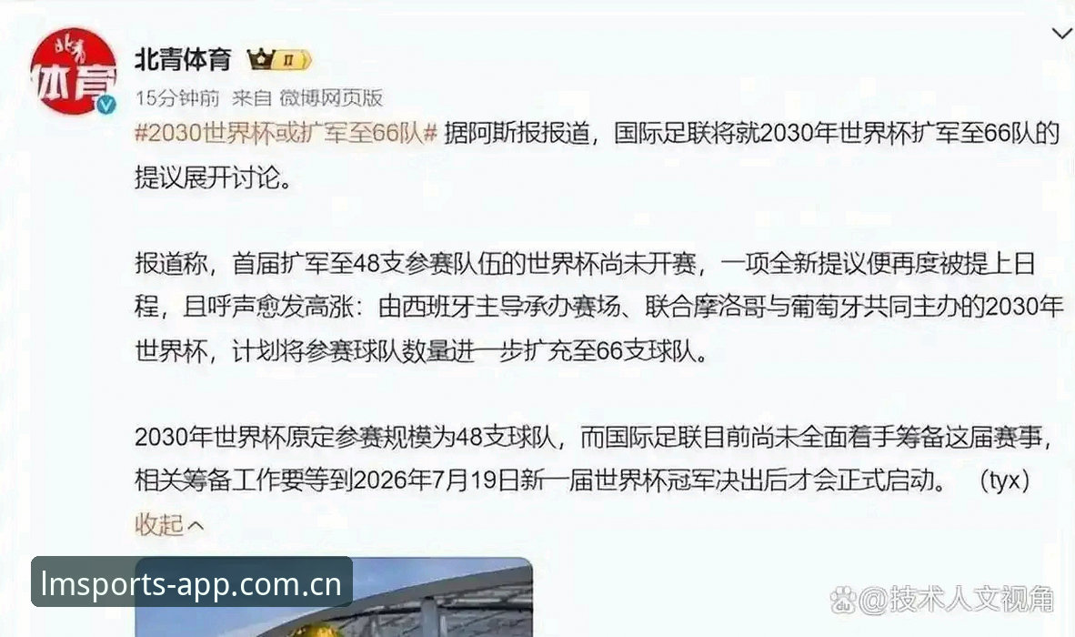 LM体育平台评测 2030世界杯扩军至66队深度解析:中国足球能否搭上“全球狂欢”快车?